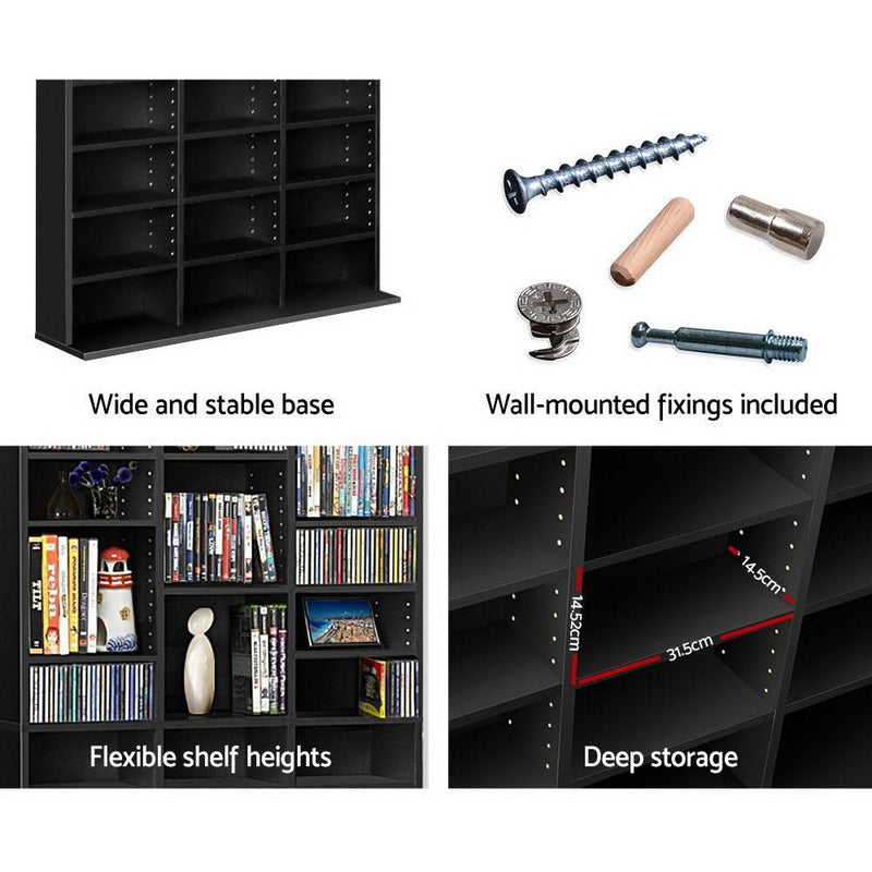 Artiss Adjustable Book Storage Shelf Rack Unit - Black Payday Deals