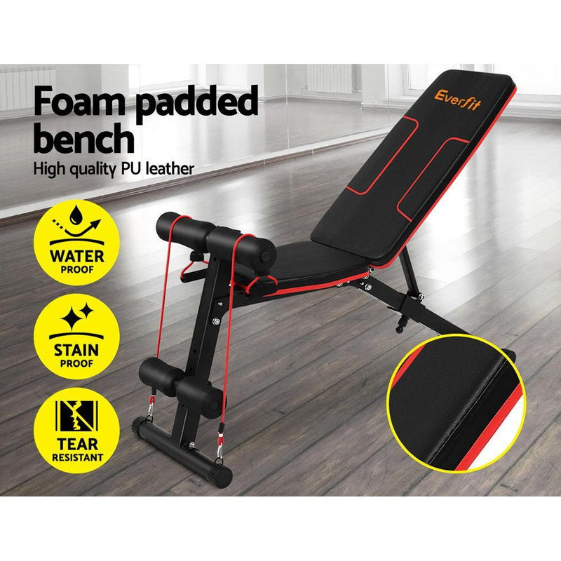 Everfit Adjustable FID Weight Bench Fitness Flat Incline Gym Home Steel Frame Payday Deals
