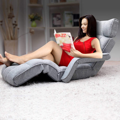 Adjustable Lounger with Arms - Grey