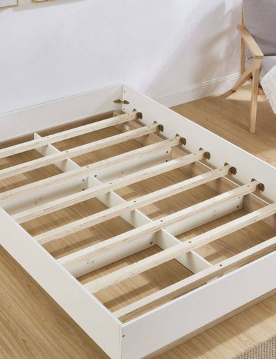 Aiden Industrial Contemporary White Oak Bed Base Payday Deals