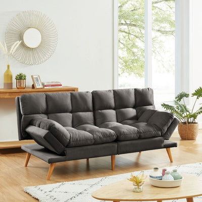 Alexa 3 Seater Velvet Sofa Bed Futon Charcoal Payday Deals