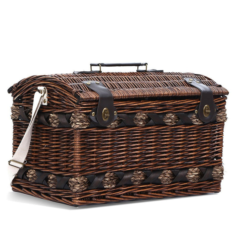 Alfresco 4 Person Picnic Basket Wicker Baskets Outdoor Insulated Gift Blanket Payday Deals