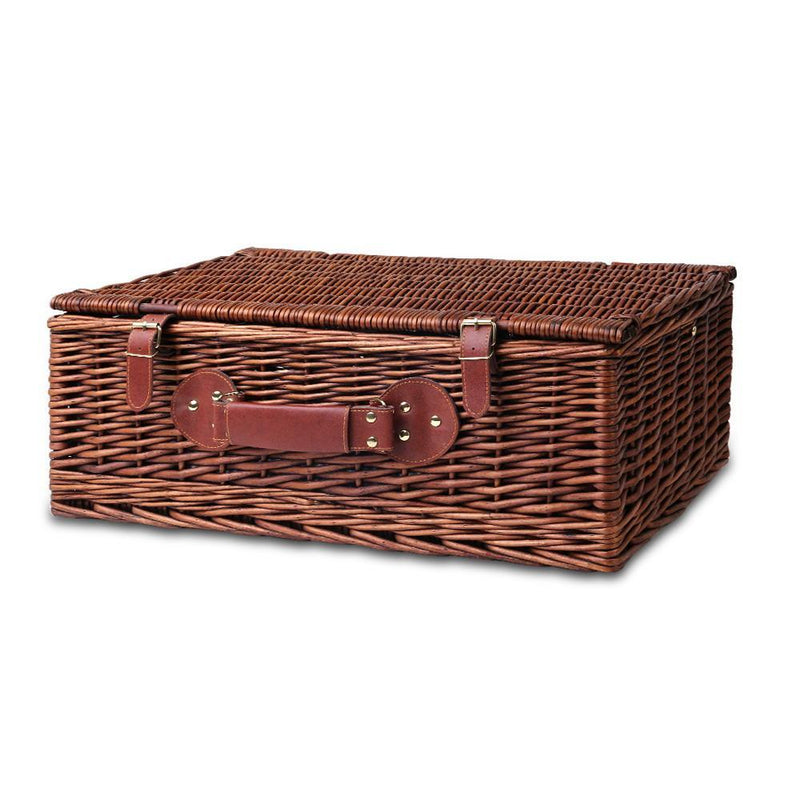 Alfresco Willow 4 Person Picnic Basket - Blue and White