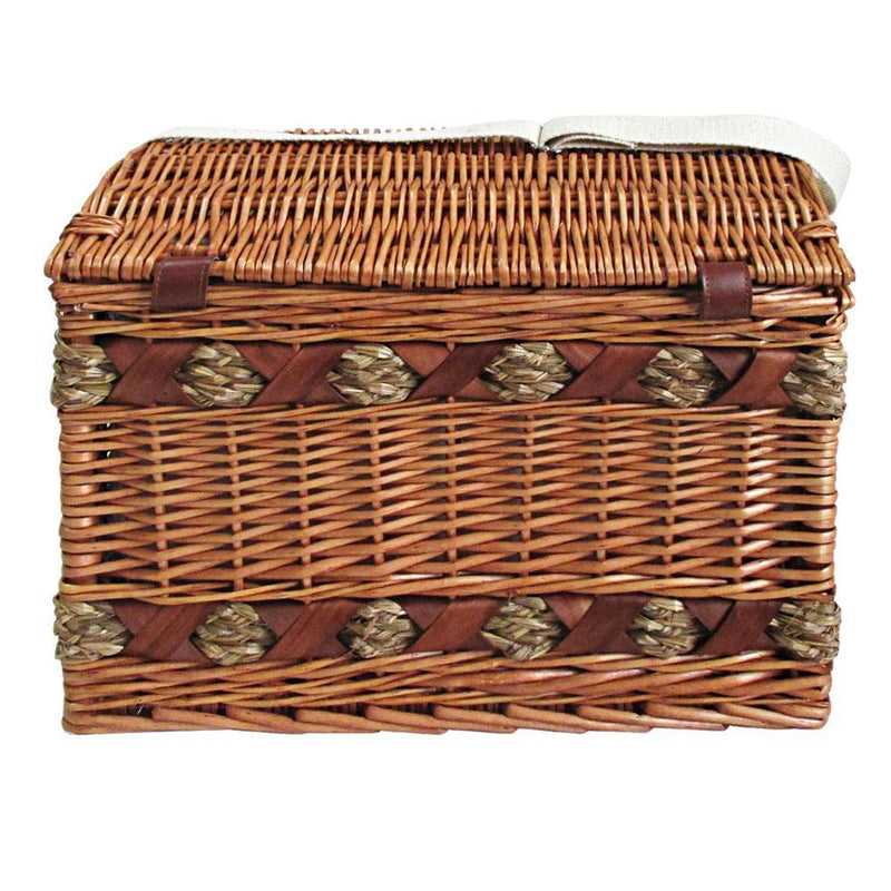 Alfresco Willow 4 Person Picnic Basket - White and Grey