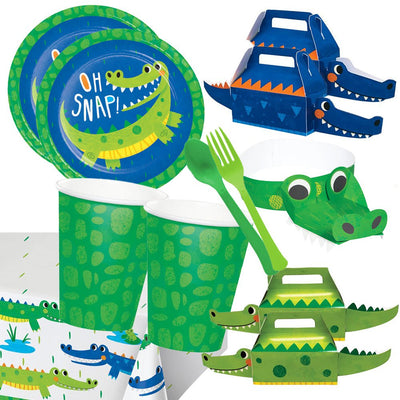 Alligator 16 Guest Green Reptile Birthday Party Pack