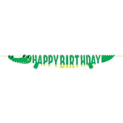 Alligator Party Shaped Happy Birthday Ribbon Banner