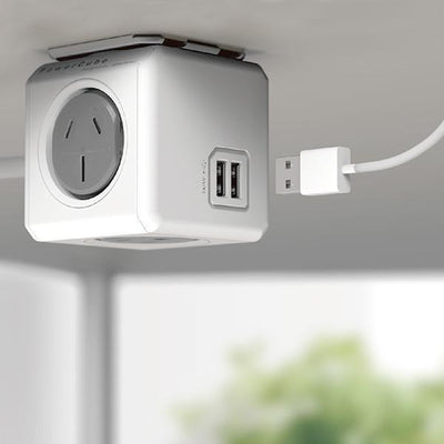 ALLOCACOC POWERCUBE Extended USB Grey 4 Outlets 2 USB 1.5M with CABLE (Twin Pack) Payday Deals