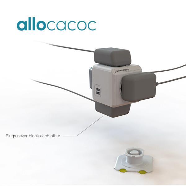 ALLOCACOC POWERCUBE Extended USB Grey 4 Outlets 2 USB 1.5M with CABLE (Twin Pack) Payday Deals