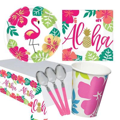 Aloha Hawaiian Luau 8 Guest Deluxe Tableware Party Pack Payday Deals