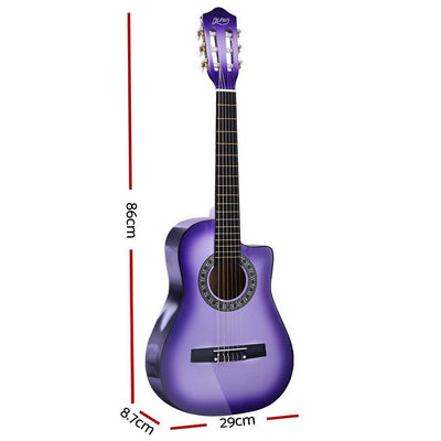 Alpha 34" Inch Guitar Classical Acoustic Cutaway Wooden Ideal Kids Gift Children 1/2 Size Purple Payday Deals