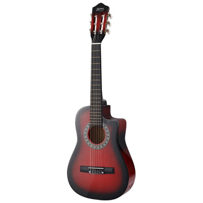 Alpha 34" Inch Guitar Classical Acoustic Cutaway Wooden Ideal Kids Gift Children 1/2 Size Red Payday Deals