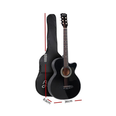 ALPHA 38 Inch Wooden Acoustic Guitar Black Payday Deals