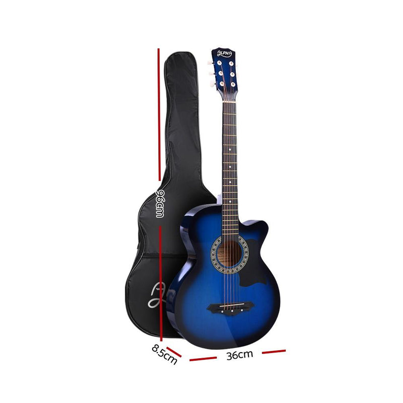 ALPHA 38 Inch Wooden Acoustic Guitar Blue Payday Deals
