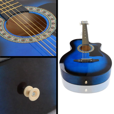 38 Inch Wooden Acoustic Guitar - Blue Payday Deals