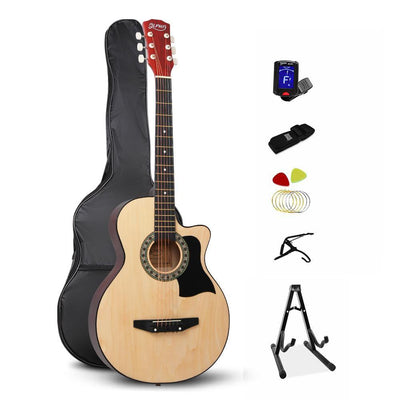 38 Inch Wooden Acoustic Guitar Set - Natural