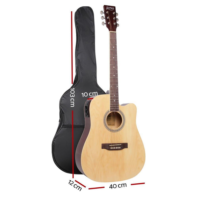 ALPHA 41 Inch 5 Band EQ Electric Acoustic Guitar Set Full Size Natural