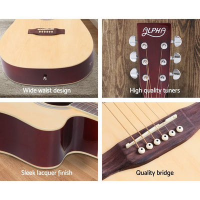 ALPHA 41 Inch 5 Band EQ Electric Acoustic Guitar Set Full Size Natural
