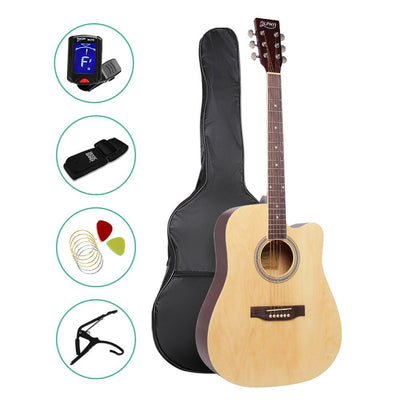 41 Inch Wooden Acoustic Guitar Set Full Size Natural