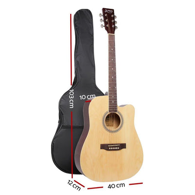 ALPHA 41 Inch Wooden Acoustic Guitar Set Full Size Natural