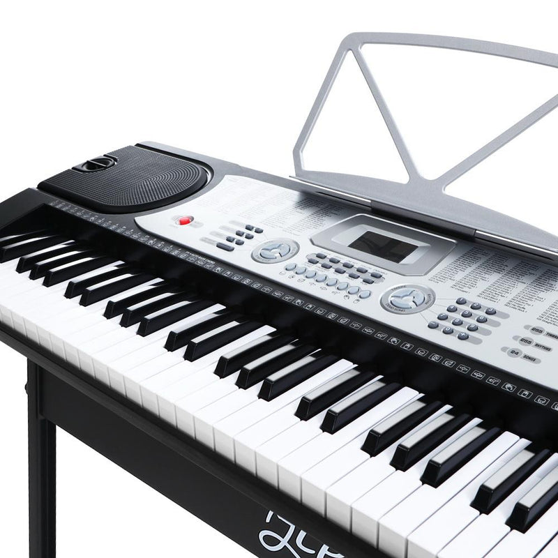 Alpha 61 Keys Electronic Piano Keyboard LED Electric Silver with Music Stand for Beginner Payday Deals