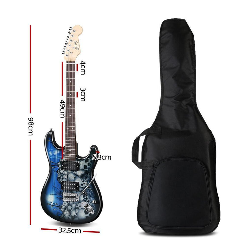 ALPHA Electric Guitar Black and Blue with Carry Bag