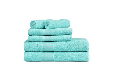 Amelia 500GSM 100% Cotton Towel Set -Single Ply carded 6 Pieces -Blue light