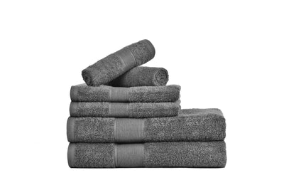 Amelia 500GSM 100% Cotton Towel Set -Single Ply carded 6 Pieces -Dark Grey Payday Deals