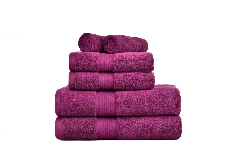 Amelia 500GSM 100% Cotton Towel Set -Single Ply carded 6 Pieces -Dark Purple Payday Deals