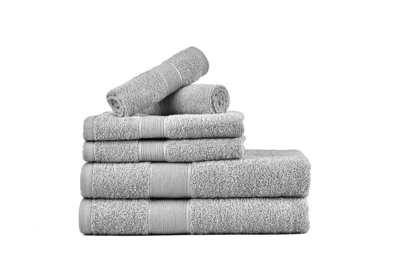 Amelia 500GSM 100% Cotton Towel Set -Single Ply carded 6 Pieces -Glacier Grey Payday Deals