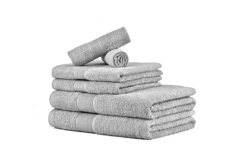 Amelia 500GSM 100% Cotton Towel Set -Single Ply carded 6 Pieces -Glacier Grey Payday Deals