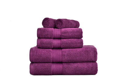 Amelia 500GSM 100% Cotton Towel Set -Zero Twist 6 Pieces -Dark Purple