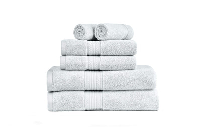 Amelia 500GSM 100% Cotton Towel Set -Zero Twist 6 Pieces -Glacier Grey