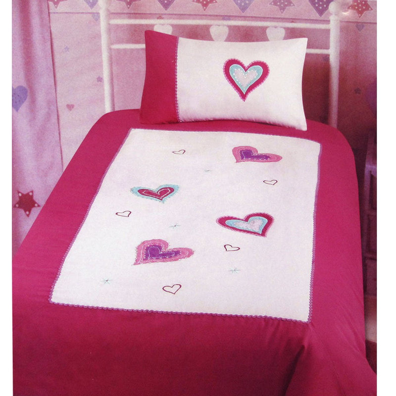 Amia Hearts Embroidered Quilt Cover Set Single Payday Deals