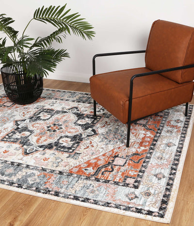 Anatolia Traditional Terracotta Charcoal Rug 160x230cm Payday Deals