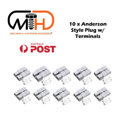 10x Anderson Style Plug connector 50AMP Caravan Trailer Solar 6AWG GREY - Payday Deals