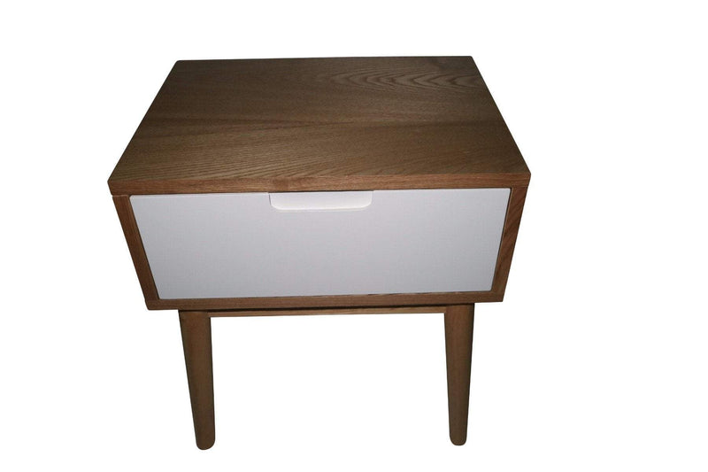 Annika Scandinavian Side Table with Drawer - White