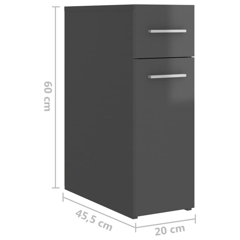 Apothecary Cabinet High Gloss Grey 20x45.5x60 cm Chipboard Payday Deals