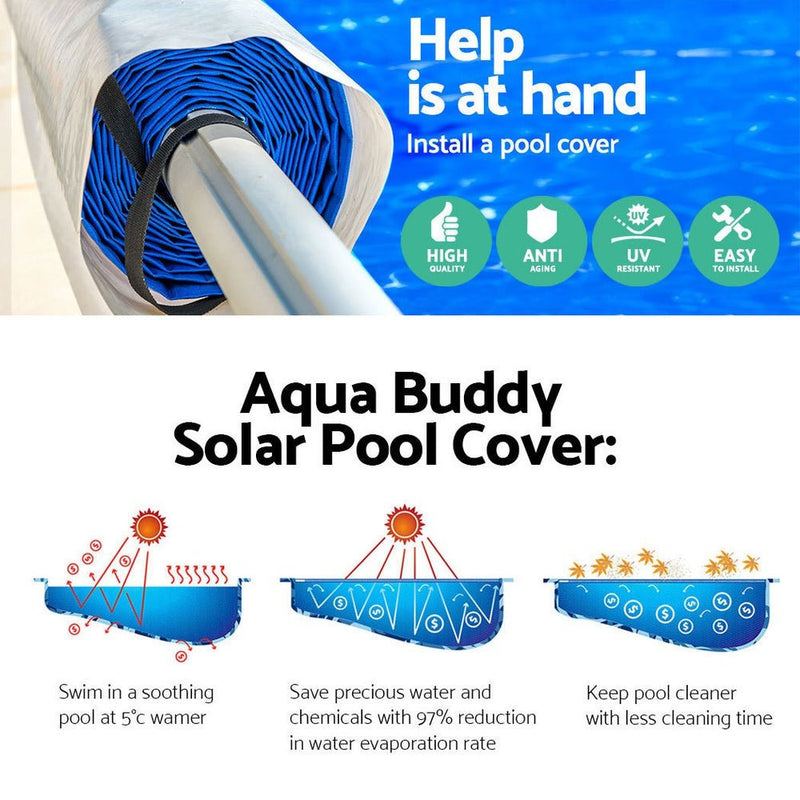 Aquabuddy 11x6.2m Solar Pool Cover Roller Swimming Blanket Heater Covers Outdoor Payday Deals