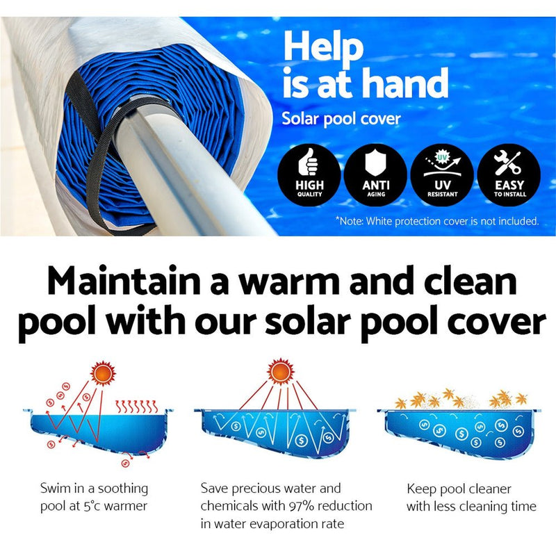 Aquabuddy Solar Swimming Pool Cover Blanket Roller Wheel Adjustable 11 x 6.2M Payday Deals