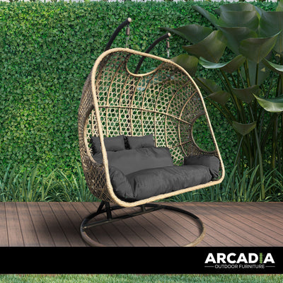 Arcadia Furniture 2 Seater Rocking Egg Chair - Brown and Grey Payday Deals
