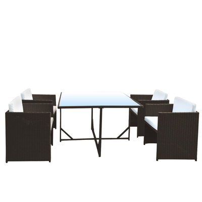 Arcadia Furniture 5 Piece Outdoor Dining Table Set Rattan Table Chairs Garden - Oatmeal and Grey Payday Deals
