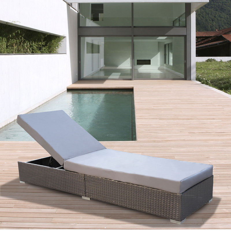 Arcadia Furniture Outdoor 3 Piece Sunlounge Set Rattan Garden Day Bed Lounger - Oatmeal and Grey Payday Deals