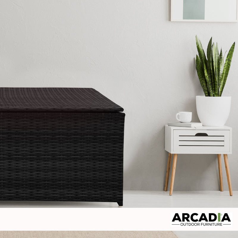 Arcadia Furniture Outdoor Rattan Storage Box Garden Toy Tools Shed UV Resistant Black Payday Deals