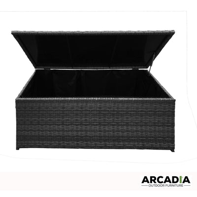 Arcadia Furniture Outdoor Rattan Storage Box Garden Toy Tools Shed UV Resistant Black Payday Deals