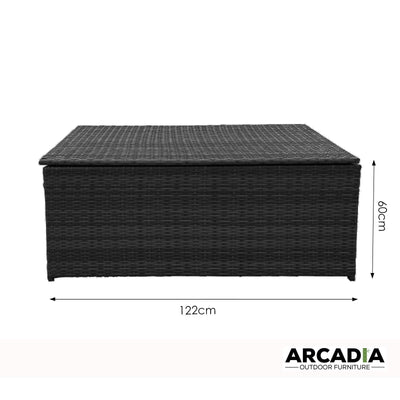 Arcadia Furniture Outdoor Rattan Storage Box Garden Toy Tools Shed UV Resistant Black Payday Deals