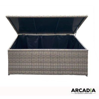 Arcadia Furniture Outdoor Rattan Storage Box Garden Toy Tools Shed UV Resistant Oatmeal Payday Deals