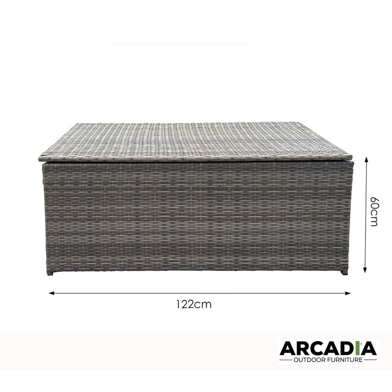 Arcadia Furniture Outdoor Rattan Storage Box Garden Toy Tools Shed UV Resistant Oatmeal Payday Deals