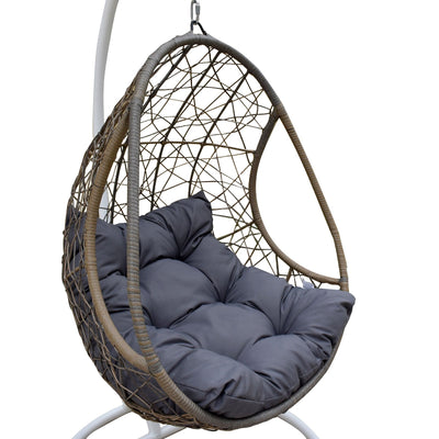 Arcadia Furniture Rocking Egg Chair Swing Lounge Hammock Pod Wicker Curved - Oatmeal and Grey Payday Deals