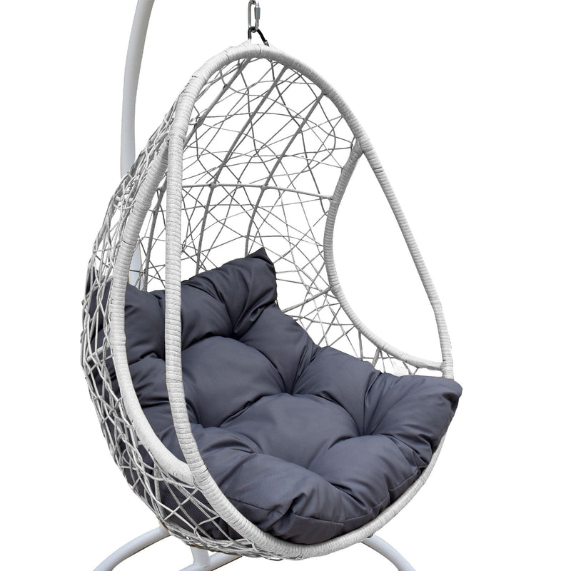 Arcadia Furniture Rocking Egg Chair Swing Lounge Hammock Pod Wicker Curved - White and Grey Payday Deals