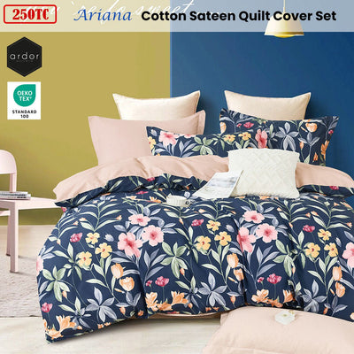 Ardor 250TC Ariana Floral Cotton Sateen Quilt Cover Set King Payday Deals